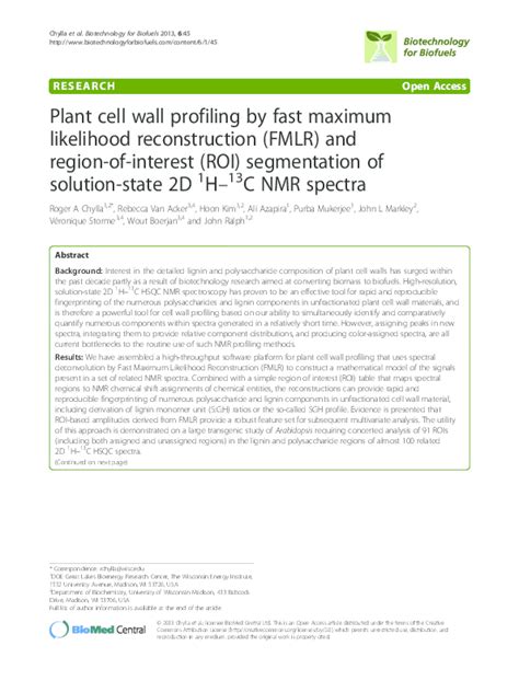 Pdf Plant Cell Wall Profiling By Fast Maximum Likelihood