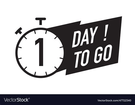 1 day to go timer symbol black color style Vector Image