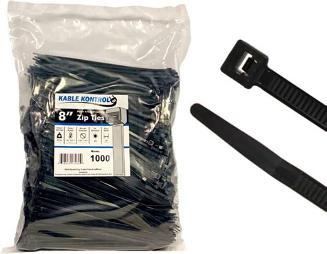 Kable Kontrol Black Zip Ties 8 Inch Long UV Resistant Nylon 40