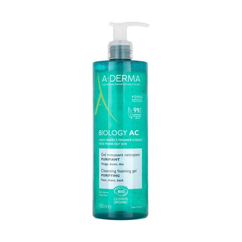 Biology AC Gel moussant nettoyant purifiant bio A derma peau grasse à