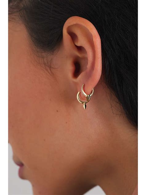 MARIA TASH 8mm Faceted Short Spike 14 Karat Gold Single Hoop Earring