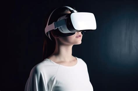 Premium AI Image Woman Wearing Virtual Reality Goggles