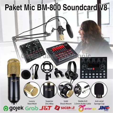 Complete Package Microphone BM800 Soundcard V8 Stand Arm NB35 Pop