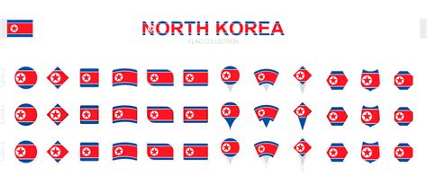 Large Collection Of North Korea Flags Of Various Shapes And Effects