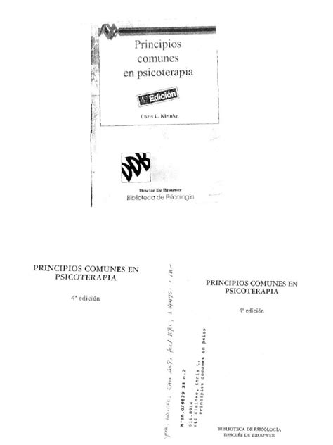 Kleinke Principios Comunes De Psicoterapia Pdf Pdf