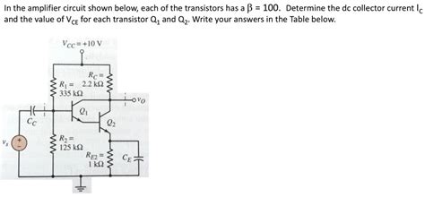 Solved In The Amplifier Circuit Shown Below Each Of The Transistors Has A Î² 100 Determine