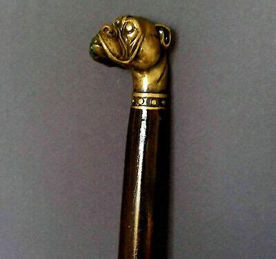 Vintage Cane Walking Stick Engraved Brass Designer Handle Victorian