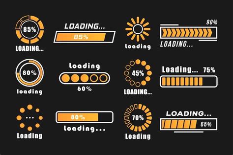 Premium Vector Loading Bar Progress Icons Isolated On Black