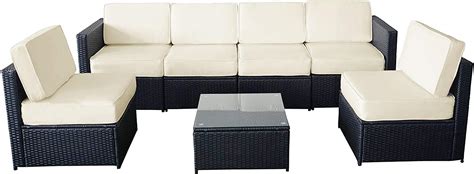 Amazon MCombo Patio Furniture Sectional 7 Pieces Wicker Sofa Set