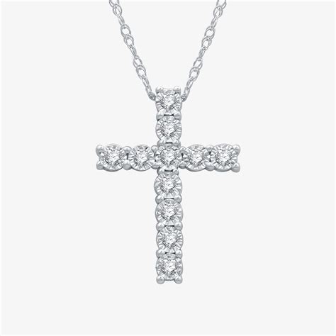 Yes Please Womens 110 Ct Tw Genuine Diamond Sterling Silver Cross