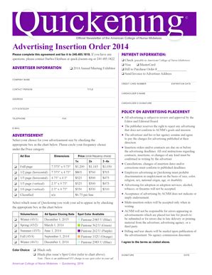 Fillable Online Midwife Advertising Insertion Order 2014 ACNM