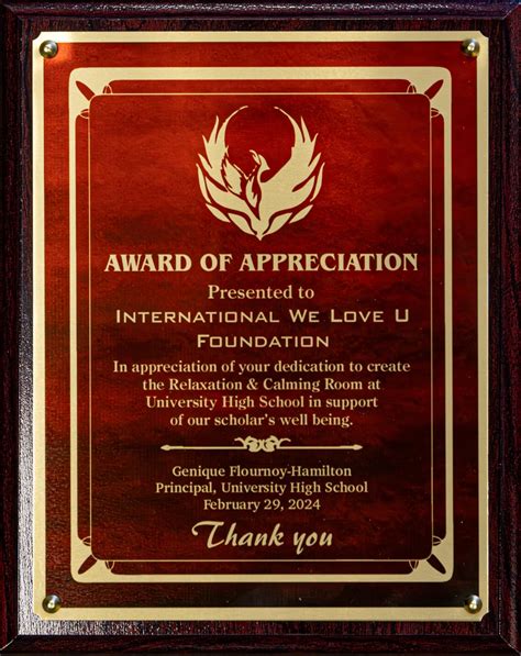 Award of Appreciation - International WeLoveU Foundation