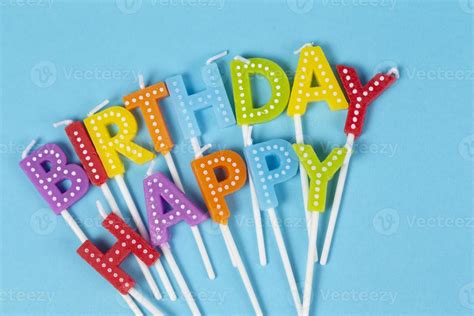 Colorful candles in letters with Happy Birthday lettering isolated on ...