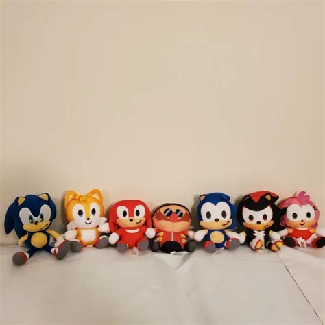 SONIC THE HEDGEHOG Plush Tails Knuckles Shadow Amy Dr Eggman 6" Sega ...