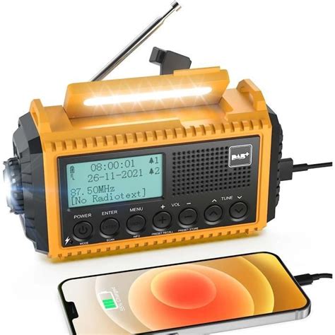 Radio À Manivelle Dab Fm Avec Batterie 5000 Mah Radio Solaire Portable