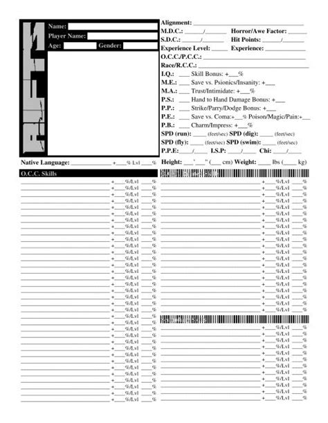 Ultimate Rifts Character Sheet by Stryker - RPG Sheets