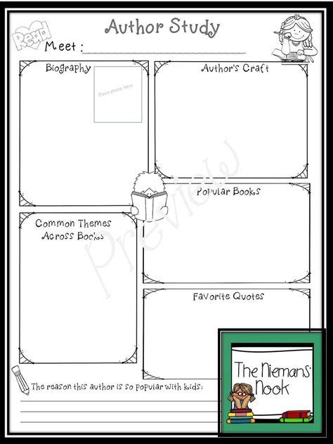 Author Study Templates With Images Elementary Worksheets Author