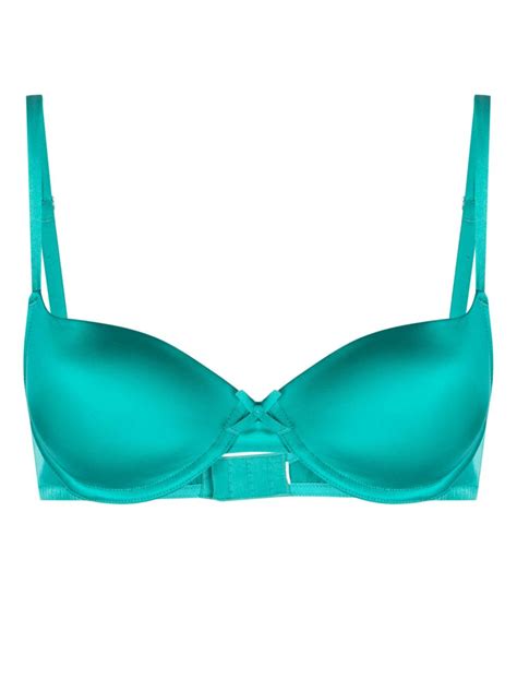 Fleur Du Mal Luxe Satin Balconette Bra Green Farfetch