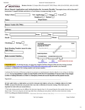 Fillable Online Direct Deposit Application And Authorization For