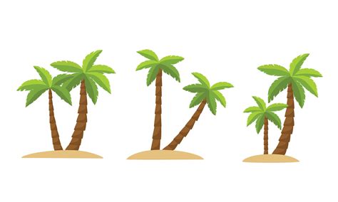 Set of a couple of palm trees in cartoon style. Collection of mini ...