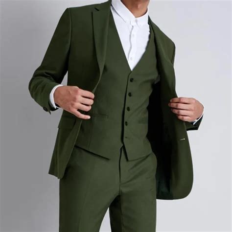 Olive Vert Hommes Costumes De Mariage Costumes Sur Mesure Marié