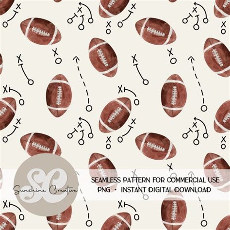 Football Seamless Pattern Football Plays Png Sports Etsy