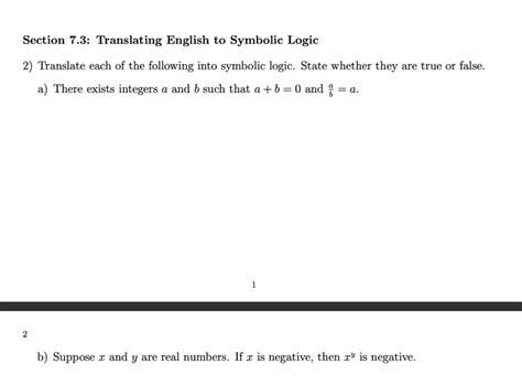 Get Answer Section 7 3 Translating English To Symbolic Logic 2 Translate Transtutors