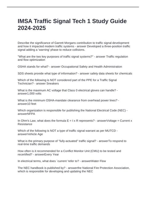 Study Guide For Traffic Signal Technician