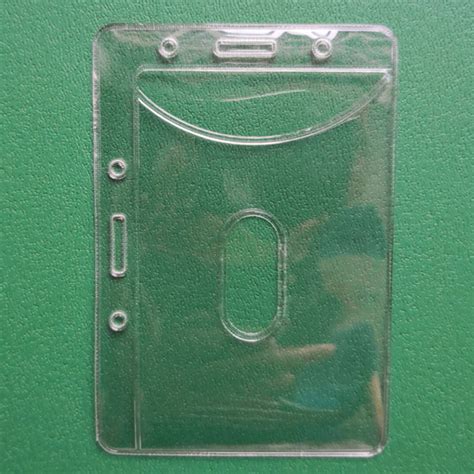 Dual Flexible Clear Vinyl Id Card Plastic Pocket Badge Holder Pouches