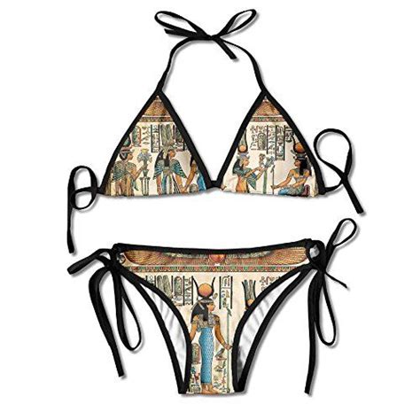 Hdmei Womens Vintage Egyptian Mural Summer Triangle Bikini Quicky