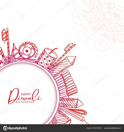 Hand Draw Diwali Crackers Sketch Celebration Design Stock Vector by ...