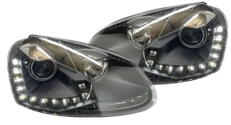 Lhd Pour Vw Golf Mk V Led Drl Noir Phares Projecteur Clairage Lampe