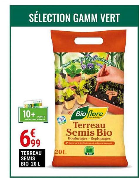 Promo Terreau Semis Bio 20 L Bioflore Chez Gamm Vert