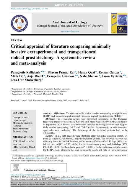 Solution Critical Appraisal Of Literature Comparing Minimally Invasive