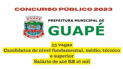 Concurso Público 2023 Prefeitura De Guapé Minas Gerais Divulga