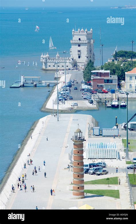 Aerial View Of Belem Tower Unesco World Heritage Site Belem Lisbon