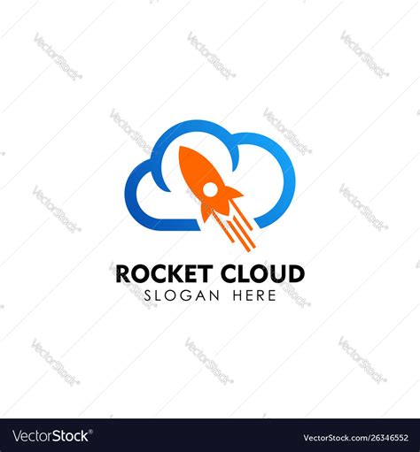 Rocket Cloud Logo Design Template Tech Royalty Free Vector