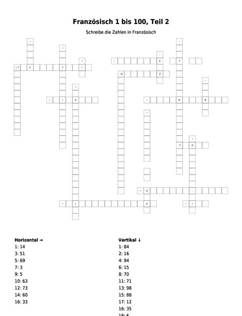 Zahlen In Franz Sisch Kreuzwortr Tsel Link Und Materialsammlung