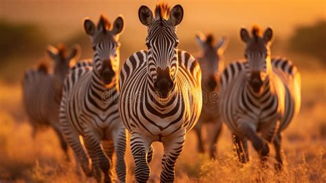 A Group Of Zebras Running Across A Vast Plain Stock Illustration Illustration Of Plain