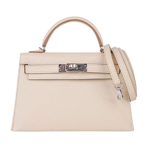 Hermes Kelly 20 Mini Sellier Bag Craie Epsom Palladium Hardware At