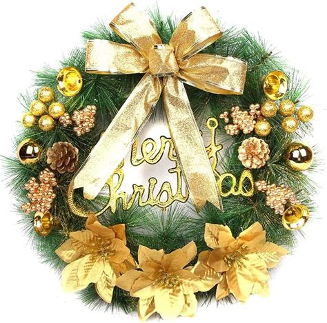 Amazon.com: Christmas Wreaths for Front Door - 40cm/15.7in Christmas ...