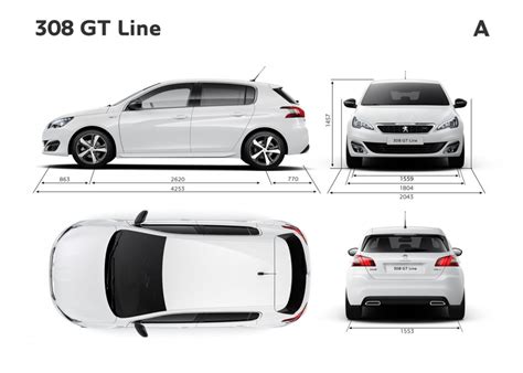 Principales dimensions extérieures mm Peugeot 308 GT Line Photos