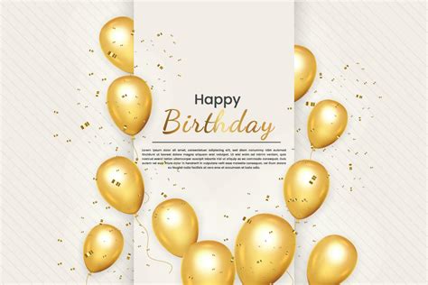 Birthday Wish With Realistic Golden Balloon Set With Golden Confitty