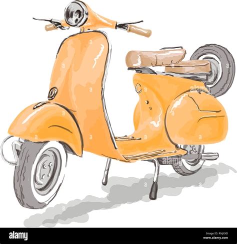 Vespa Scooter Vector With Watercolor Style Stock Vector Image And Art Alamy