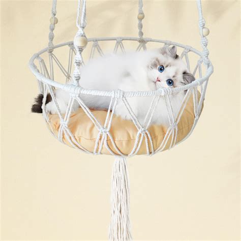 Amazon Mewoofun Macrame Cat Hammock Hanging Cat Bed Hammock Cat