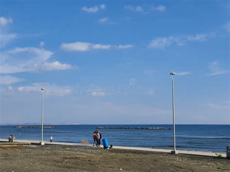 Peaceful Afternoon By The Sea At Oroklini Beach In Larnaca District Of