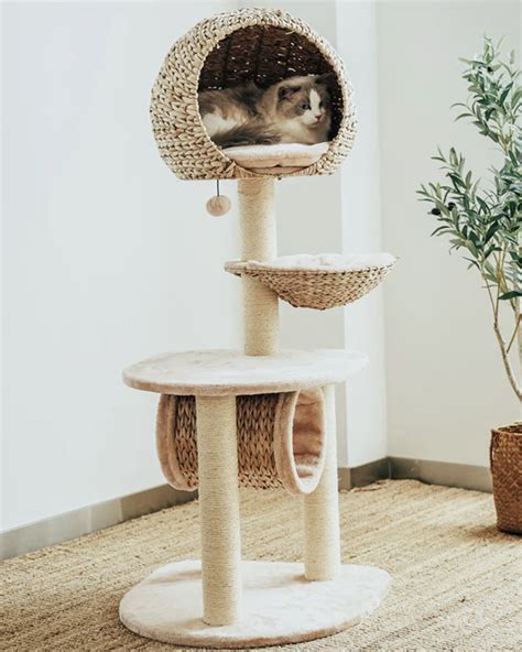 14 Chic Woven Rattan And Wicker Cat Trees For Your Stylish Feline