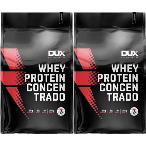 Kit 2x Whey Protein Concentrado 1800g Refil Sem Sabor Dux Nutrition