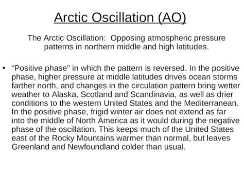 (PPT) Arctic Oscillation (AO) The Arctic Oscillation: Opposing ...