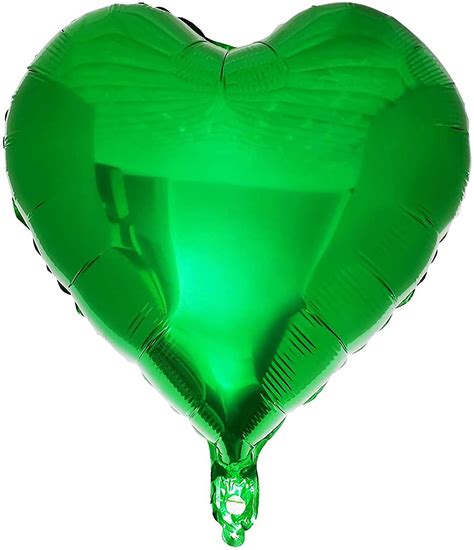 10pcs Green Foil Heart Shaped Balloons 18 Inch Heart Mylar Balloons For